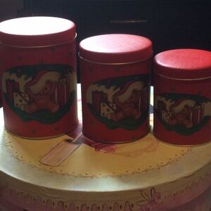 Red Christmas Bear Tin Set
